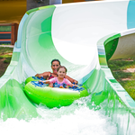 Families spend time on fun tube slides at massanutten outdoor water park