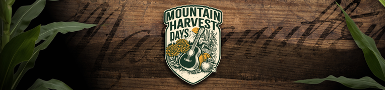 Mountain Harvest Days logo on a wood texture background